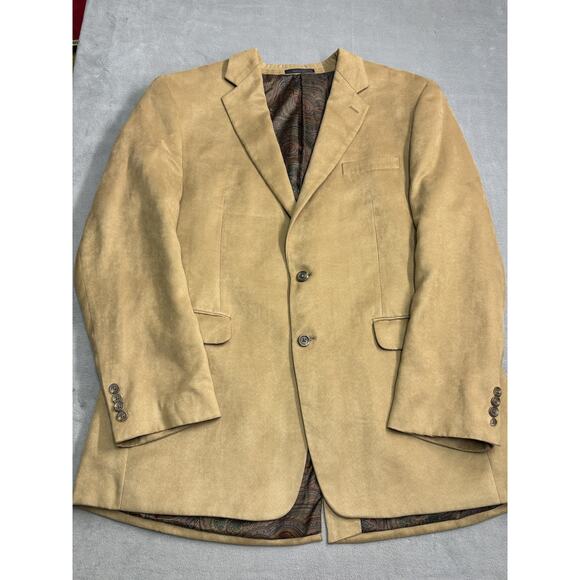 Lauren Ralph Lauren Blazer Mens 44L Suede Look Sport Coat Paisley Lined Jacket - Picture 1 of 9